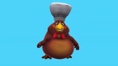 tavuk komik çizgi film karakteri şefi - 3 boyutlu animasyon 