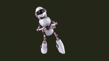  Koyu arkaplanda dans eden robot çizgi film karakteri - 3 boyutlu animasyon 