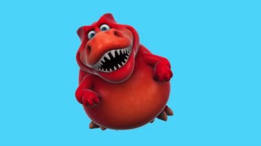 kırmızı dinozor, komik çizgi film karakteri dans - 3 boyutlu animasyon  