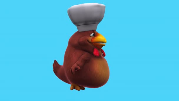Csirke Vicces Rajzfilm Karakter Szakács Animáció — Stock videók