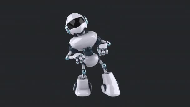 Postać Kreskówki Robota Tańcząca Ciemnym Tle Animacja — Wideo stockowe