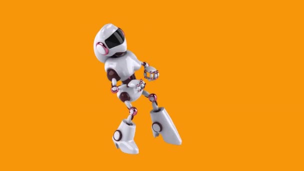 Personaje Dibujos Animados Robot Bailando Sobre Fondo Amarillo Animación — Vídeos de Stock