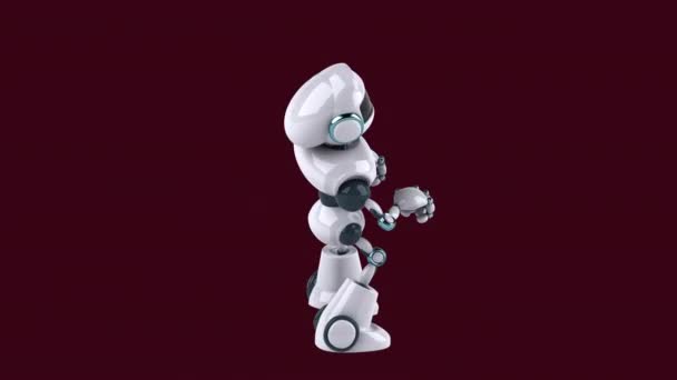 Robot Personnage Dessin Animé Dansant Sur Fond Sombre Animation — Video