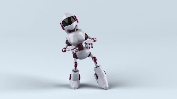 Большой Робот Мультперсонаж Танцует Анимация — стоковое видео
