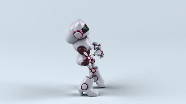 Большой Робот Мультперсонаж Танцует Анимация — стоковое видео
