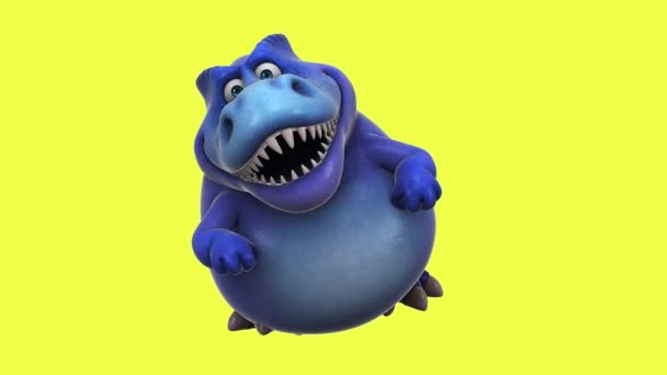 Синий Динозавр Смешной Мультяшный Танец Персонажей Анимация — стоковое видео
