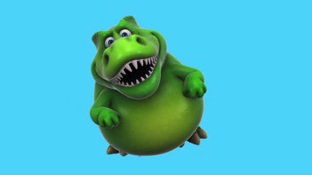 Зеленый Динозавр Смешной Мультяшный Танец Персонажей Анимация — стоковое видео