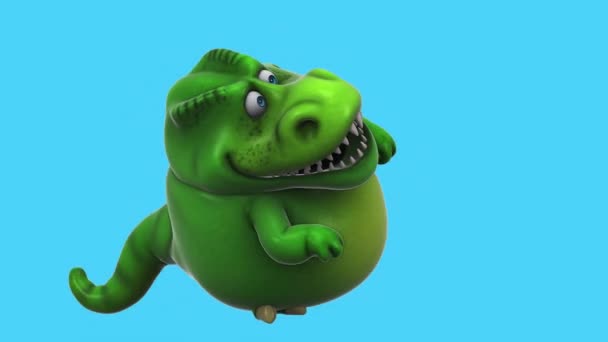 Зеленый Динозавр Смешной Мультяшный Танец Персонажей Анимация — стоковое видео