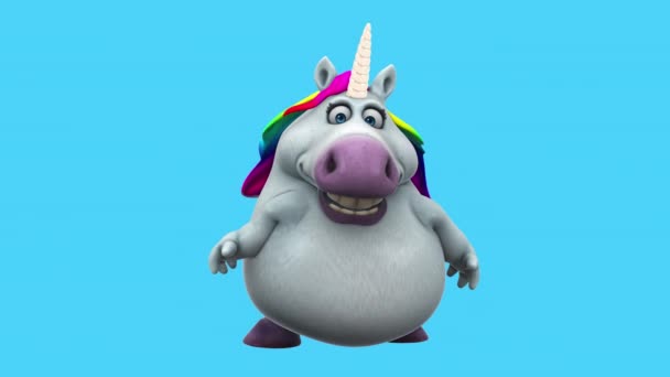 Fun Animation Cartoon Character Unicorn Talking — Stock Video