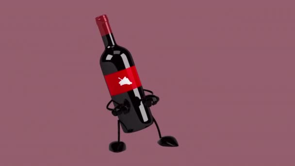 Zabawna Animacja Kreskówkowego Wina Postać Taniec — Wideo stockowe