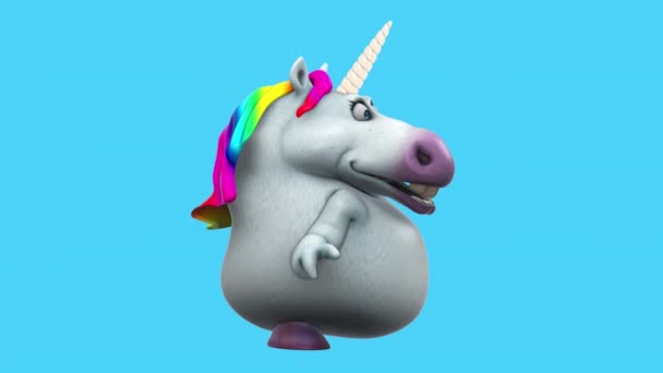 Diversión Animación Personaje Dibujos Animados Unicornio Hablando — Vídeos de Stock