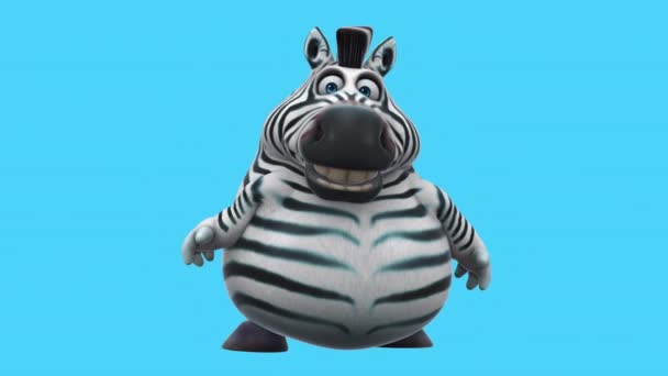 Divertente Animazione Personaggio Dei Cartoni Animati Zebra Parlando — Video Stock