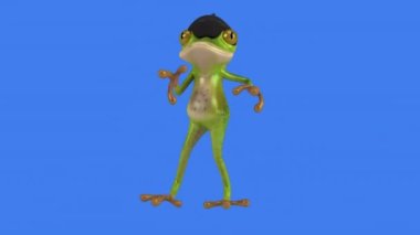 Komik çizgi film karakteri Fransız kurbağa dansı Fransızca - 3D animasyon 