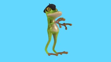 Komik çizgi film karakteri Fransız kurbağa dansı Fransızca - 3D animasyon 