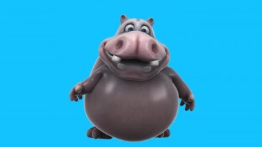 Çizgi film karakteri hipopotamların 3 boyutlu eğlenceli animasyonu konuşuyor. 