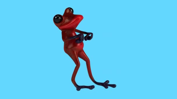 面白い漫画のキャラクターカエルダンス 3Dアニメーション — ストック動画