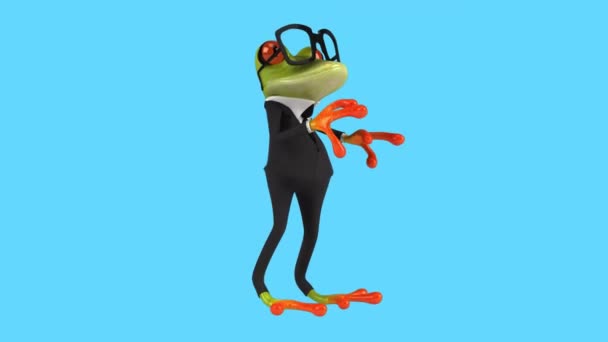 Funny Cartoon Character Frog Businessman Dancing Rumba Animation — Stock Video