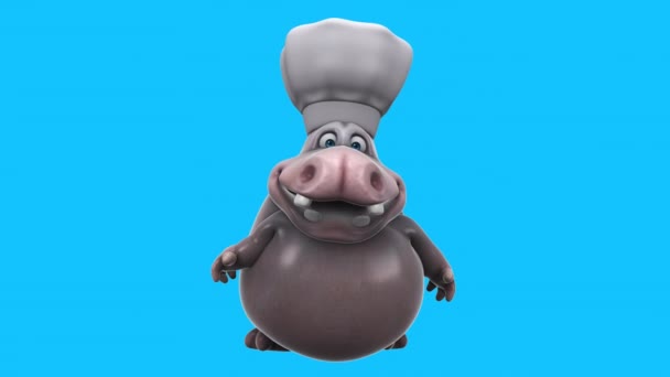 Diversión Animación Personaje Dibujos Animados Chef Hipopótamo Hablando — Vídeo de stock