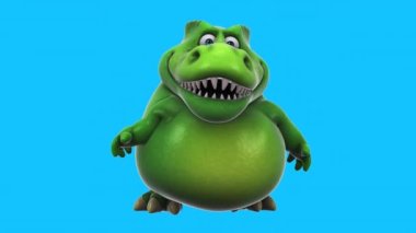 Yeşil dinozor, komik çizgi film karakteri konuşuyor - 3 boyutlu animasyon  