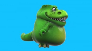 Yeşil dinozor, komik çizgi film karakteri konuşuyor - 3 boyutlu animasyon  
