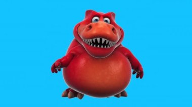 kırmızı dinozor, komik çizgi film karakteri konuşuyor - 3 boyutlu animasyon  
