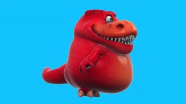 kırmızı dinozor, komik çizgi film karakteri konuşuyor - 3 boyutlu animasyon  