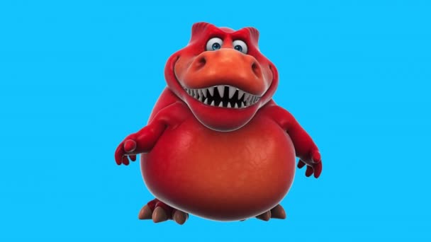 Roter Dinosaurier Lustige Zeichentrickfigur Gespräch Animation — Stockvideo