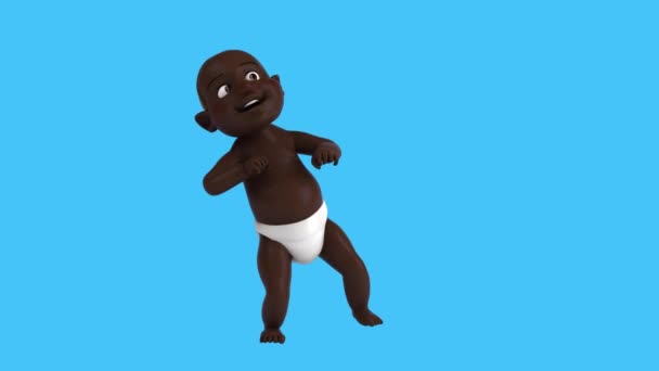 Zabawa Kreskówka Afrykański Baby Dancing Animacja — Wideo stockowe