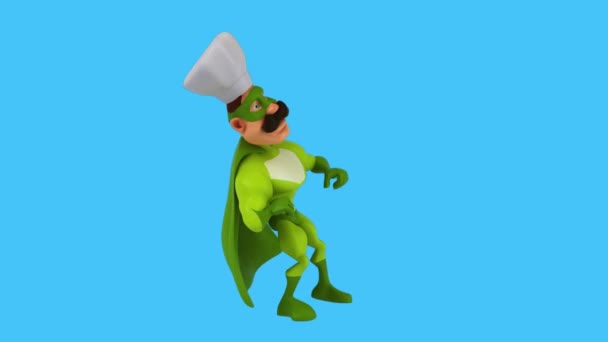 卡通人物超级英雄厨师跳舞 3D动画 — 图库视频影像