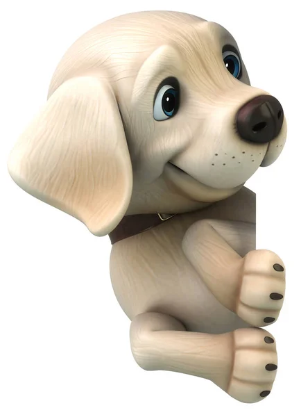 Divertido Personagem Desenho Animado Branco Labrador Retriever — Fotografia de Stock