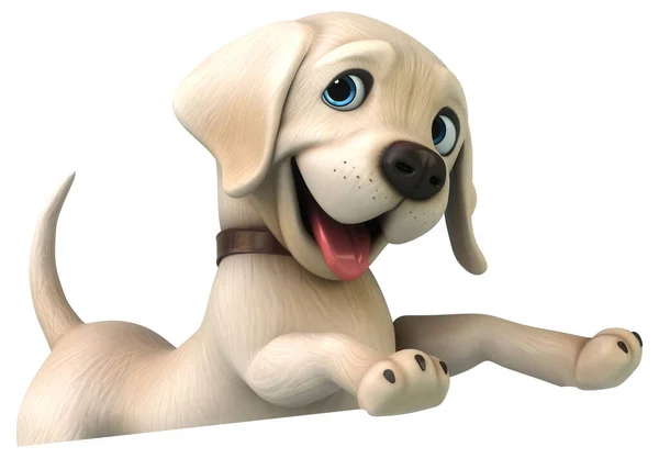 Eğlenceli Boyutlu Çizgi Film Karakteri Beyaz Labrador Retriever — Stok fotoğraf