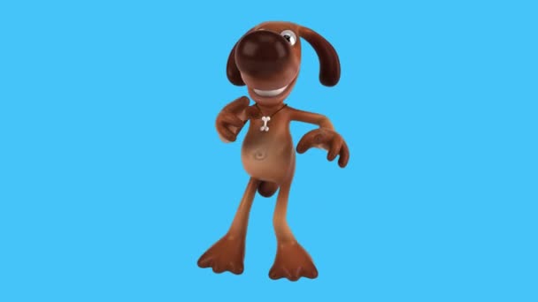 漫画のキャラクター犬がルンバを踊る 3Dアニメーション — ストック動画