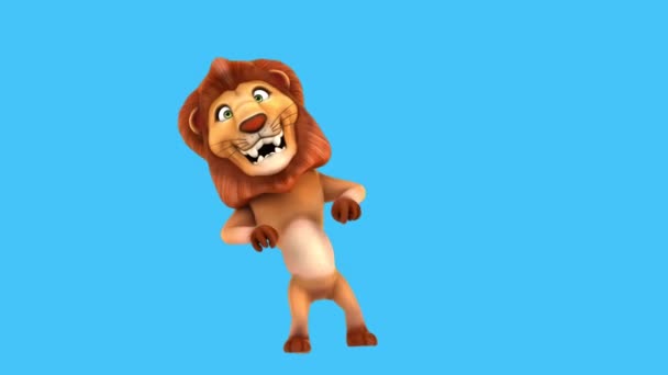 Divertido Personaje Dibujos Animados León Bailando Animación — Vídeo de stock