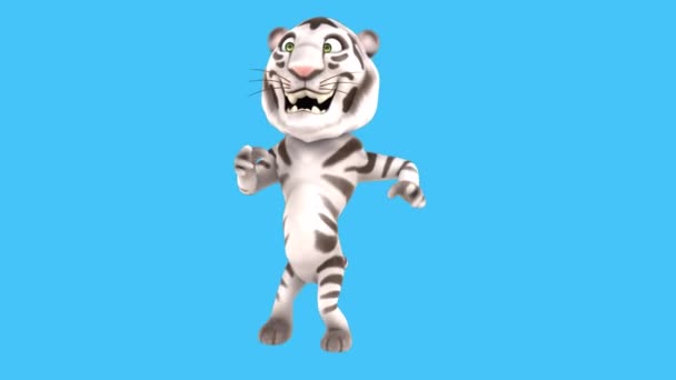 Divertido Personaje Dibujos Animados Tigre Blanco Bailando Rumba Animación — Vídeos de Stock