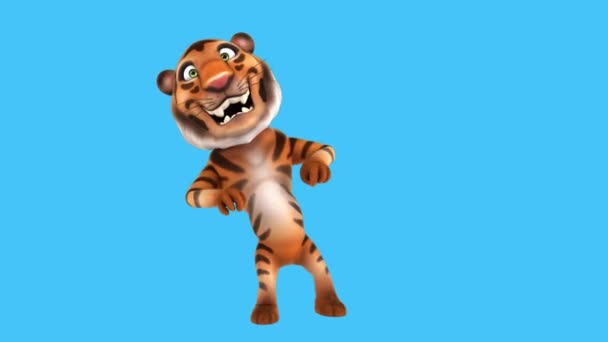 Divertido Personaje Dibujos Animados Tigre Bailando Animación — Vídeo de stock