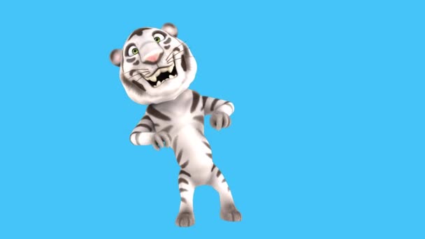 Divertido Personaje Dibujos Animados Baile Tigre Blanco Animación — Vídeos de Stock