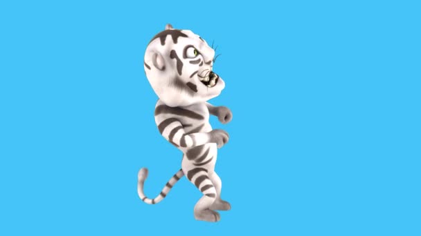 Divertido Personaje Dibujos Animados Baile Tigre Blanco Animación — Vídeo de stock