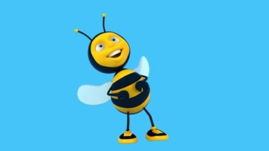 Eğlenceli çizgi film karakteri arı dansı - 3 boyutlu animasyon 