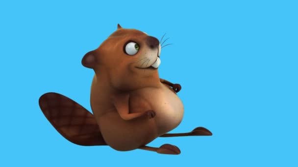 Fun Beaver Character Dancing Animation — Stock Video