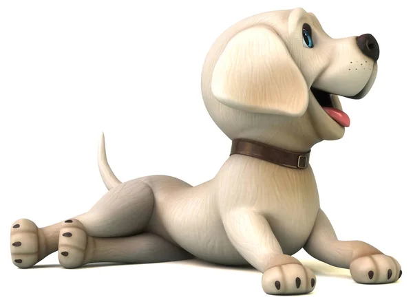 Eğlenceli Boyutlu Çizgi Film Karakteri Beyaz Labrador Retriever — Stok fotoğraf