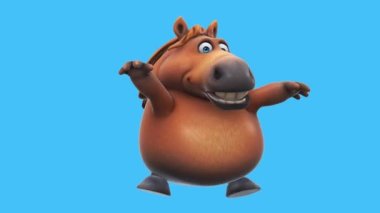 Komik çizgi film karakteri at dansı - 3 boyutlu animasyon 