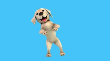 Eğlenceli çizgi film karakteri Labrador Köpek Dansı - 3 boyutlu animasyon 