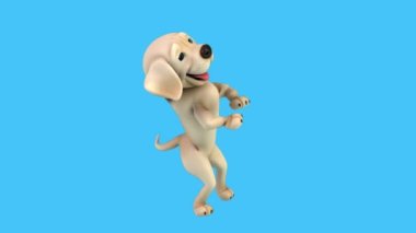Eğlenceli çizgi film karakteri Labrador Köpek Dansı - 3 boyutlu animasyon 