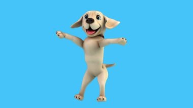 Eğlenceli çizgi film karakteri Labrador Köpek Dansı - 3 boyutlu animasyon 