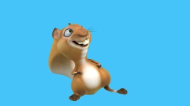 Eğlenceli 3 boyutlu sincap çizgi film karakteri dansı 