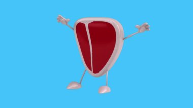 Çizgi film karakteri dans ederken üç boyutlu eğlenceli animasyon 