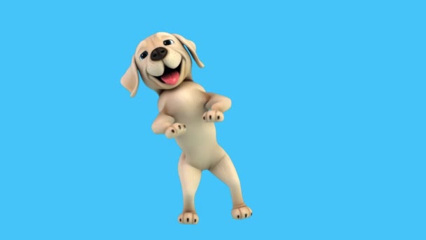 Fun Cartoon Character Labrador Dog Dancing Animation — Stock Video