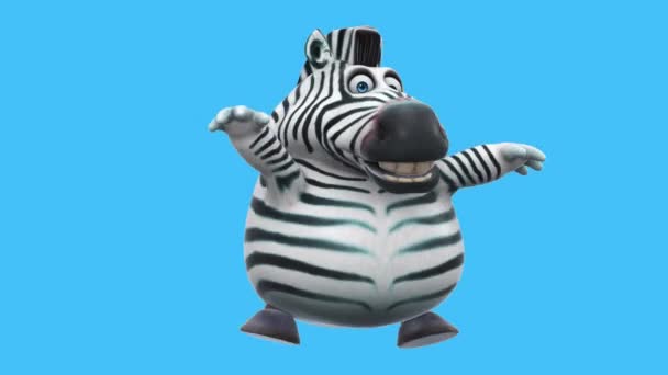 Lustige Animation Einer Zeichentrickfigur Zebraschwingen — Stockvideo
