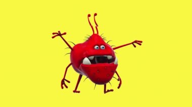 komik çizgi film karakteri mikrop dansı - 3 boyutlu animasyon 