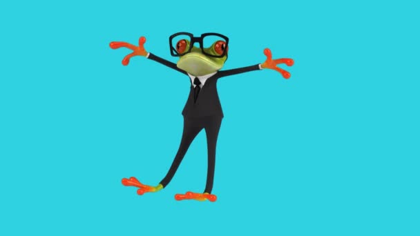 Komik Çizgi Film Karakteri Kurbağa Işadamı Dans Ediyor Boyutlu Animasyon — Stok video